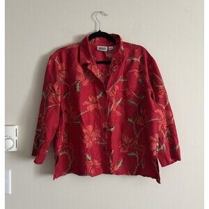 Vintage Y2K Chicos Womens LARGE 100% SILK Top Colorful Art Boho Fairy 2000s‎
